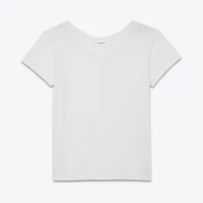 伊夫圣罗兰/Yves Saint laurent 经典芭蕾领t恤，采用白色棉质牛仔 394316Y2TF29000