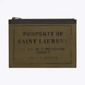 伊夫圣罗兰/Yves Saint laurent ARMY SAINT LAURENT拉链平板电脑支架，采用卡其色华达呢 397