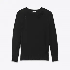 伊夫圣罗兰/Yves Saint laurent Grunge黑色棉质和腈纶圆领毛衣  411377Y1MH11000