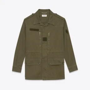 伊夫圣罗兰/Yves Saint laurent 卡其色棉麻和亚麻华达呢军装风格风雪大衣 415939Y153W2840