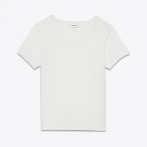 伊夫圣罗兰/Yves Saint laurent 象牙色棉汗布撕裂短袖T恤 416630Y2WX29502