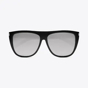 伊夫圣罗兰/Yves Saint laurent 新款wave 1亮黑色醋酸纤维框架超白镜面镀膜镜片太阳镜 419697Y990