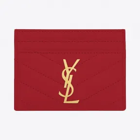 伊夫圣罗兰/Yves Saint laurent monogram大红色颗粒纹理小羊真皮信用卡套 423291BOW016805