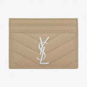 伊夫圣罗兰/Yves Saint laurent monogram深米色颗粒纹理提花真皮制信用卡包 423291BOW02272