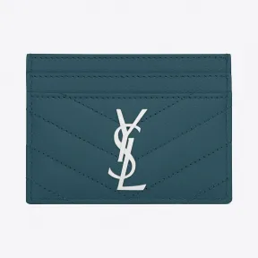 伊夫圣罗兰/Yves Saint laurent MONOGRAM card case in green textured le