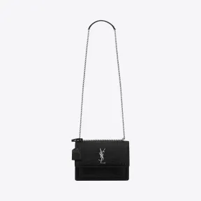 伊夫圣罗兰/Yves Saint laurent 中号SUNSET MONOGRAM黑色鳄鱼压花真皮包  442906DZE0E