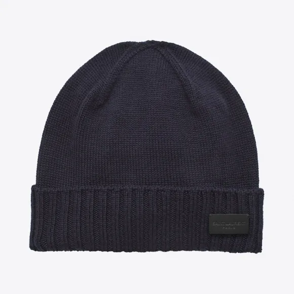 伊夫圣罗兰/Yves Saint laurent 海军蓝羊毛针织帽 4584794Y2064100