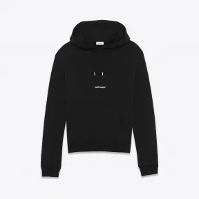 伊夫圣罗兰/Yves Saint laurent SAINT LAURENT标志黑色法国毛圈布开衩连帽衫 464581YB1EO