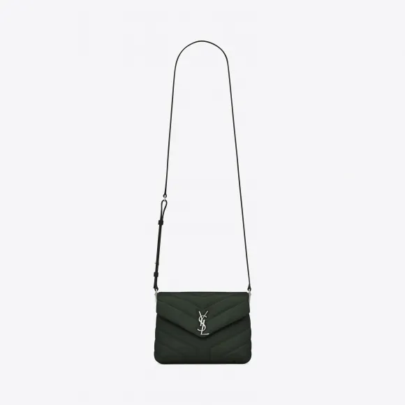 伊夫圣罗兰/Yves Saint laurent Loulou Y形绗缝亮面深绿色真皮小肩包 467072DV7063045