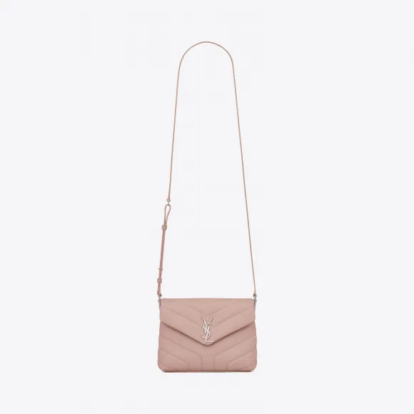 伊夫圣罗兰/Yves Saint laurent Toy LOULOU淡胭脂色“Y”字形提花真皮肩带包 467072DV7066