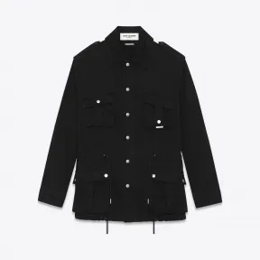 伊夫圣罗兰/Yves Saint laurent 黑色棉质华达呢军大衣 467323Y153W1000