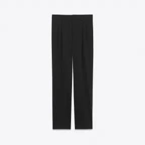 伊夫圣罗兰/Yves Saint laurent 黑色纯羊毛华达呢经典低腰褶皱裤 468679Y683K1000