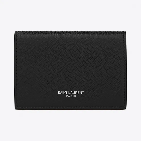 伊夫圣罗兰/Yves Saint laurent 经典 saint laurent paris 黑色细粒纹理真皮名片夹 4693