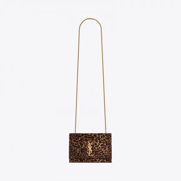 伊夫圣罗兰/Yves Saint laurent KATE 小号豹纹印花丝绒链条包  4693909XN0W2094