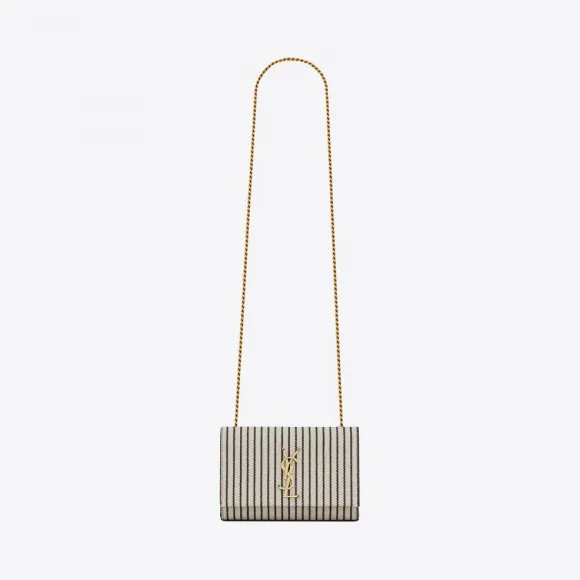 伊夫圣罗兰/Yves Saint laurent kate小号帆布和光滑皮革链条包 469390FAACG9583