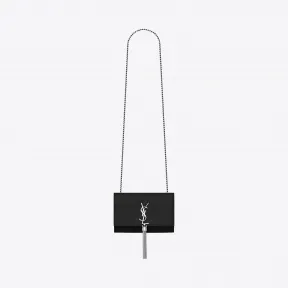 伊夫圣罗兰/Yves Saint laurent Kate 小号黑色纹理真皮流苏穗链条包 474366BOW0N1000