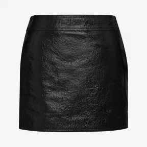 伊夫圣罗兰/Yves Saint laurent 黑色漆皮Trapeze迷你裙 483150YC2IV1000
