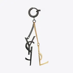 伊夫圣罗兰/Yves Saint laurent 金色调金属和黑色珐琅制解构形YSL标志 485370J160X8035