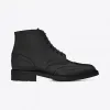 伊夫圣罗兰/Yves Saint laurent WILLIAM 25黑色真皮刺绣系系带翼尖靴 485439D98001000