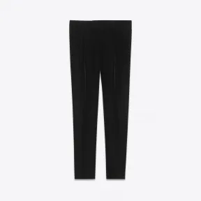 伊夫圣罗兰/Yves Saint laurent 黑色天鹅绒低腰褶裤 489496Y525R1000