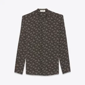 伊夫圣罗兰/Yves Saint laurent 衬衫与突尼斯领在黑色佩斯利印花双绉 496202Y348S1095