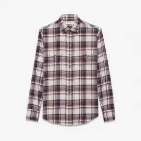 伊夫圣罗兰/Yves Saint laurent 棉质西式衬衫，米色，黑色和粉色格纹 498101Y854R1200