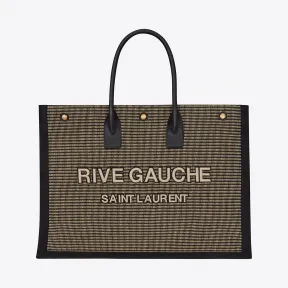伊夫圣罗兰/Yves Saint laurent 女士 RIVE GAUCHE刺绣棉质和亚麻托特包 499290H793W1075