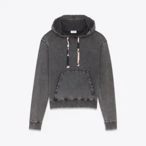 伊夫圣罗兰/Yves Saint laurent 连帽衫采用褪色黑色棉质羊毛制成，配有扎染束带 500646YB2LD1059