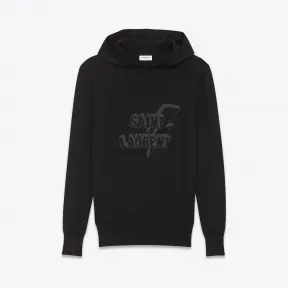 伊夫圣罗兰/Yves Saint laurent SAINT LAURENT连帽衫，黑色提花拉链，灰色斑驳 503017YA2O