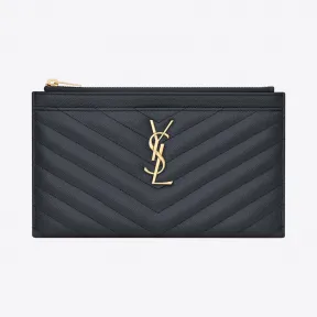 伊夫圣罗兰/Yves Saint laurent MONOGRAM 粒面压花真皮纸币钱袋 504922BOW011251
