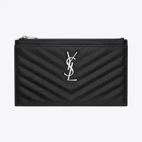 伊夫圣罗兰/Yves Saint laurent MONOGRAMME黑色纹理绗缝真皮手拿包 504922BOW021000