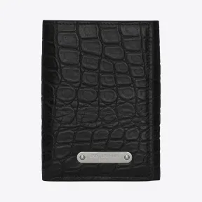 伊夫圣罗兰/Yves Saint laurent Three-part ID wallet in crocodile-look 