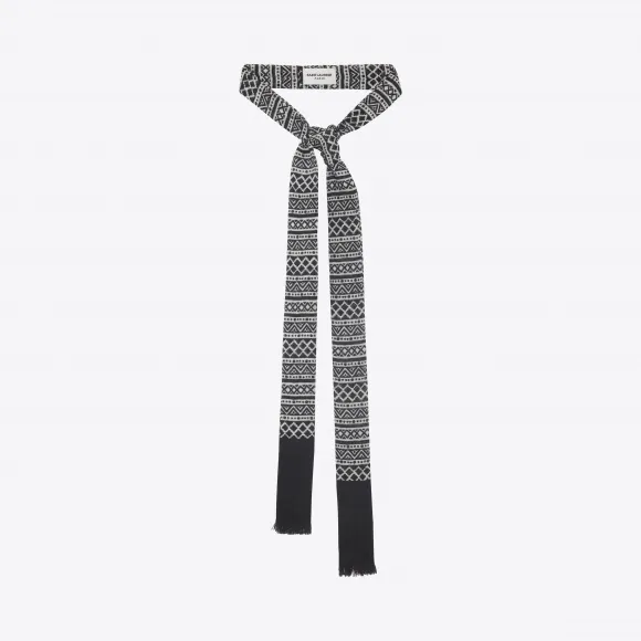 伊夫圣罗兰/Yves Saint laurent Marrakesh ascot scarf in black and ivor