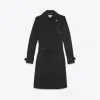伊夫圣罗兰/Yves Saint laurent 黑色华达呢双排扣带腰带风衣 507530Y039W1000