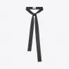 伊夫圣罗兰/Yves Saint laurent Polka dot ascot scarf in black and ivor