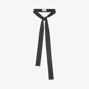 伊夫圣罗兰/Yves Saint laurent Polka dot ascot scarf in black and ivor