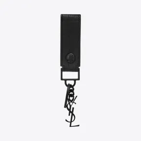 伊夫圣罗兰/Yves Saint laurent 字母标志黑色鳄鱼纹压花真皮钥匙环