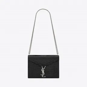 伊夫圣罗兰/Yves Saint laurent CASSANDRA 字母标志鳄鱼纹闪亮真皮clasp包 532750DND3N