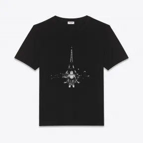 伊夫圣罗兰/Yves Saint laurent Paris 印花黑色汗布经典T恤 533645YB2SH1095