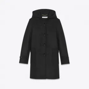 伊夫圣罗兰/Yves Saint laurent 经典黑色羊毛连帽大衣 535303Y080W1000