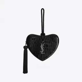 伊夫圣罗兰/Yves Saint laurent CŒUR 黑色鳄鱼纹压花漆皮手拿包 5384450XA2D1000