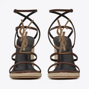 伊夫圣罗兰/Yves Saint laurent CASSANDRA楔形皮革帆布鞋 配以古铜色会标 5572080MUTT6023