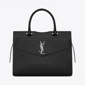 伊夫圣罗兰/Yves Saint laurent UPTOWN 中号鳄鱼纹压花闪亮真皮手提袋  557653DND0N1000