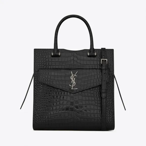 伊夫圣罗兰/Yves Saint laurent UPTOWN 小号鳄鱼纹压花闪亮真皮手提袋  561203DND0N1000