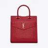 伊夫圣罗兰/Yves Saint laurent 女士 UPTOWN 小号鳄鱼纹压花闪亮真皮托特包 561203DND0N6805