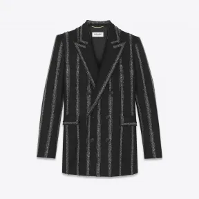 伊夫圣罗兰/Yves Saint laurent 华达呢双排扣西装外套，宽绣花条纹 562498Y221W1000