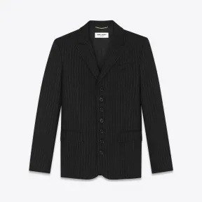 伊夫圣罗兰/Yves Saint laurent 七分扣西装外套，配有“跛脚黑帮”条纹 567283Y699U1081