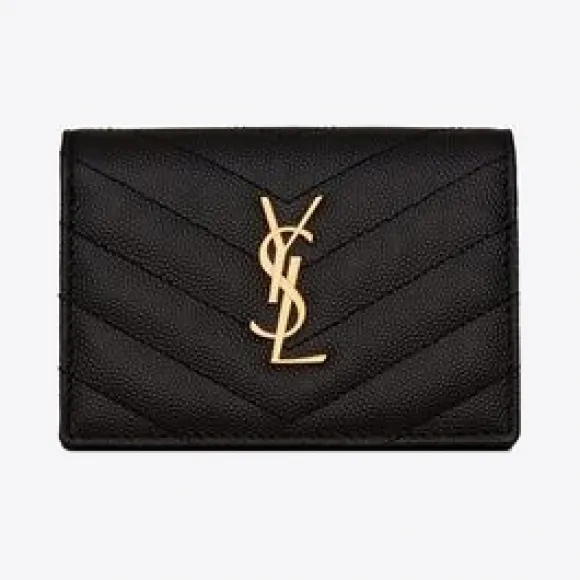 伊夫圣罗兰/Yves Saint laurent monogram 绗缝粒纹压花皮革名片夹 596323BOWA11000