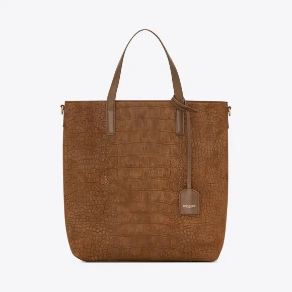 伊夫圣罗兰/Yves Saint laurent 圣罗兰 toy鳄鱼纹压印麂皮和光滑皮革竖款购物包