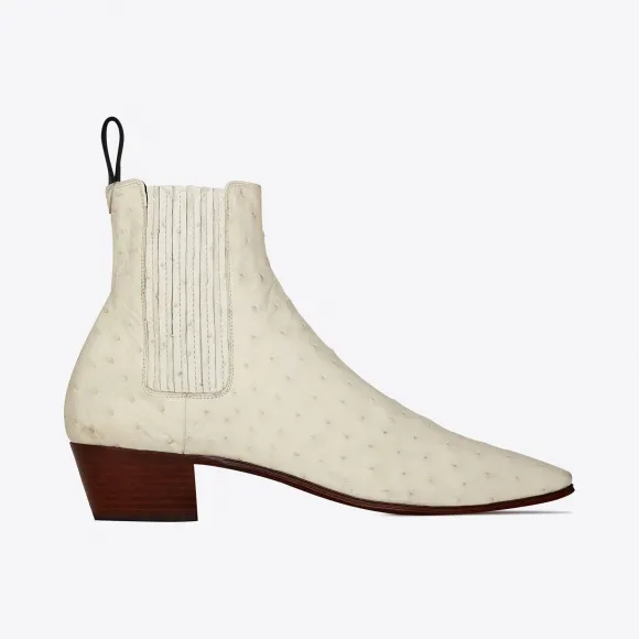 伊夫圣罗兰/Yves Saint laurent DYLAN鸵鸟皮切尔西靴 605001LVO001902